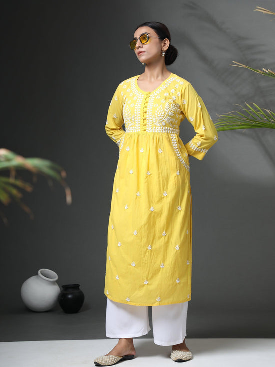 Buy RuposhiCollection| Women�s Pure Cotton Long Stylish Kurti Yellow at  Amazon.in